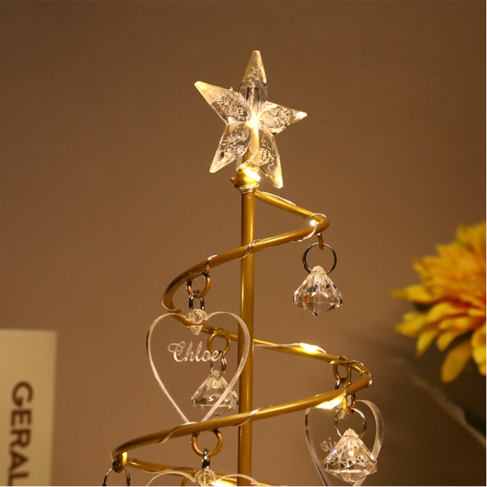 Custom 15 Names Family Christmas Crystal Tree Light