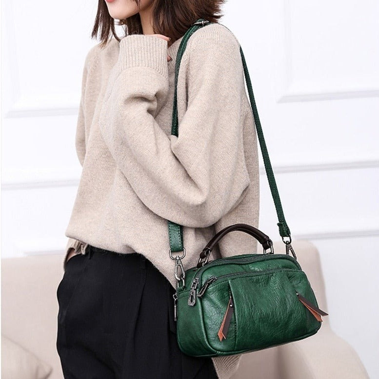 MULTI POCKETS SOFT LEATHER BAG