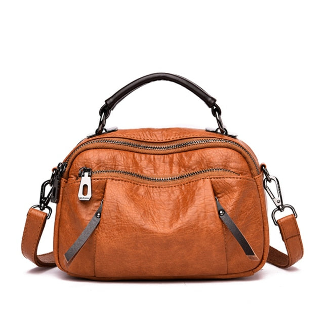 MULTI POCKETS SOFT LEATHER BAG