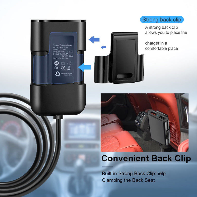 4 in 1 Car Rear Seat Charger