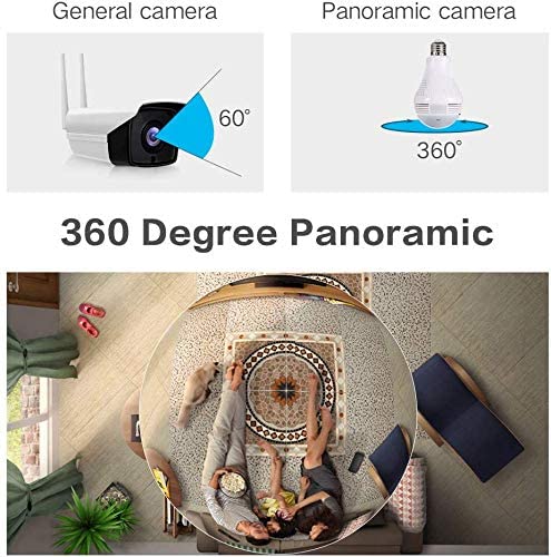 Wireless 360° Panoramic Wifi HD 1080P MOTION ACTIVATED Light Bulb Camera