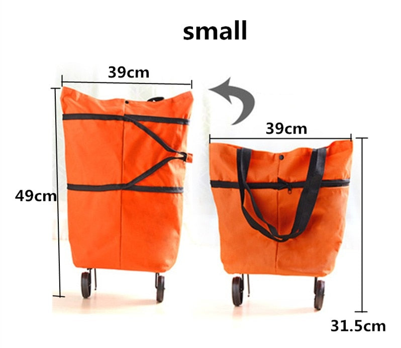 Dolly Lightweight Foldable Reusable Rolling Shopping Trolley Tote Bag with Wheels