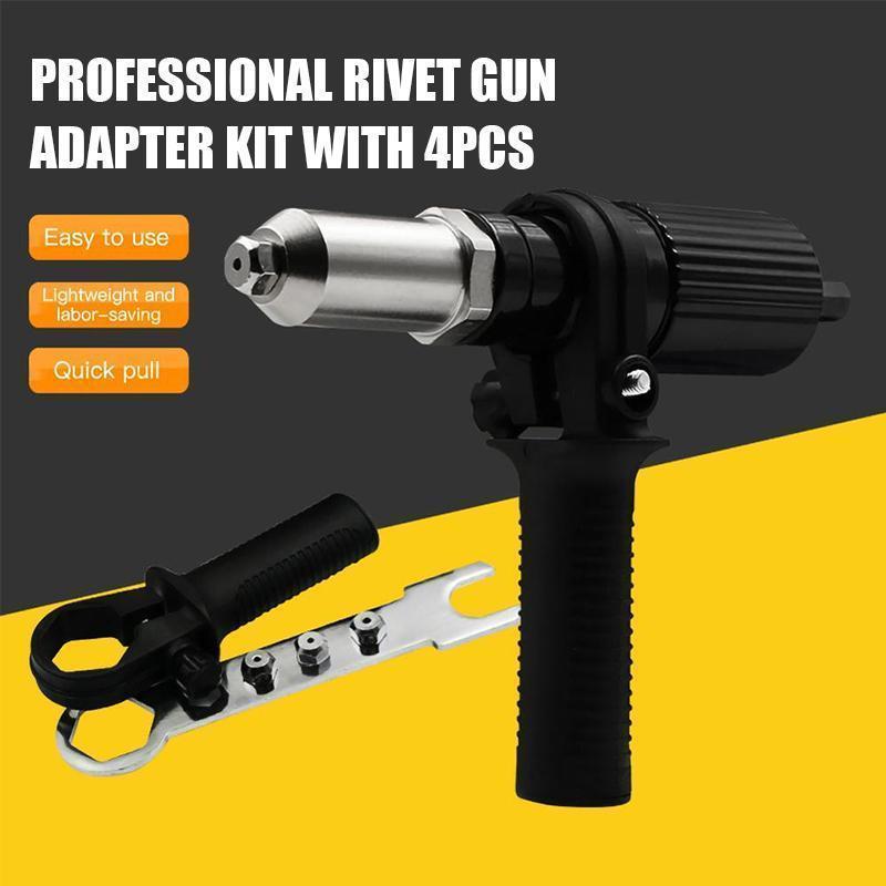 Professional Rivet Gun Adapter Kit With 4Pcs Different Matching Nozzle Bolts