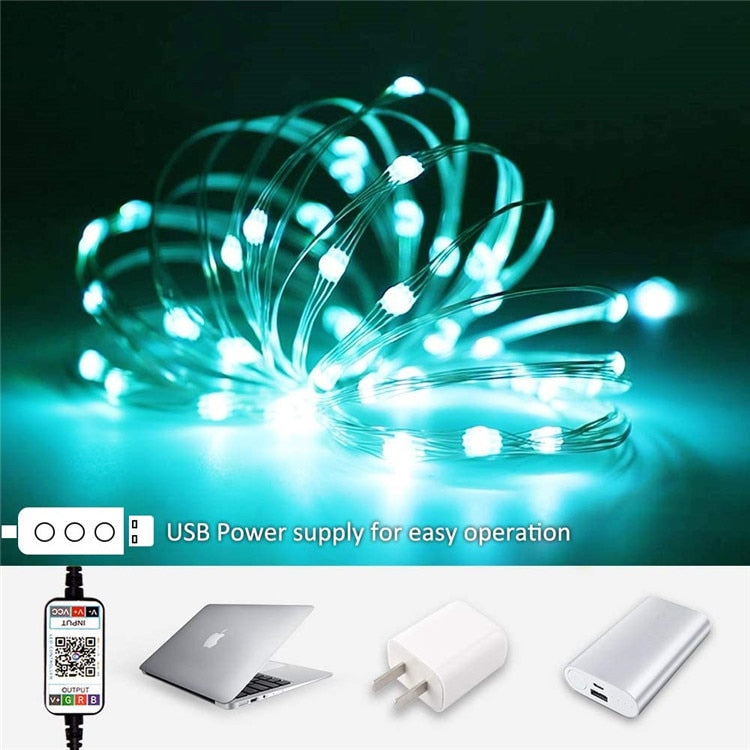 Christmas Tree Led String Lights with Smart Bluetooth App Remote Control Christmas Home Decor Fairy Lights Garland