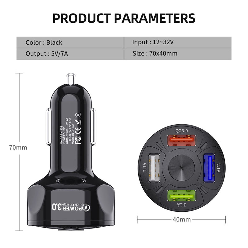 4-in-1 Fast Charging Port For Car