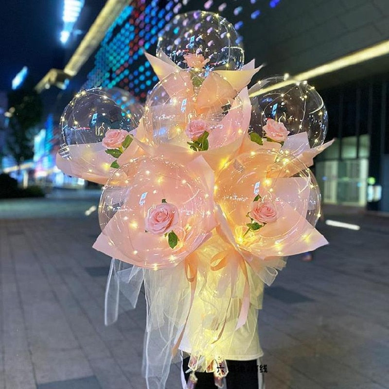 LED Luminous Balloon Rose Bouquet - Valentine's Day Gift!