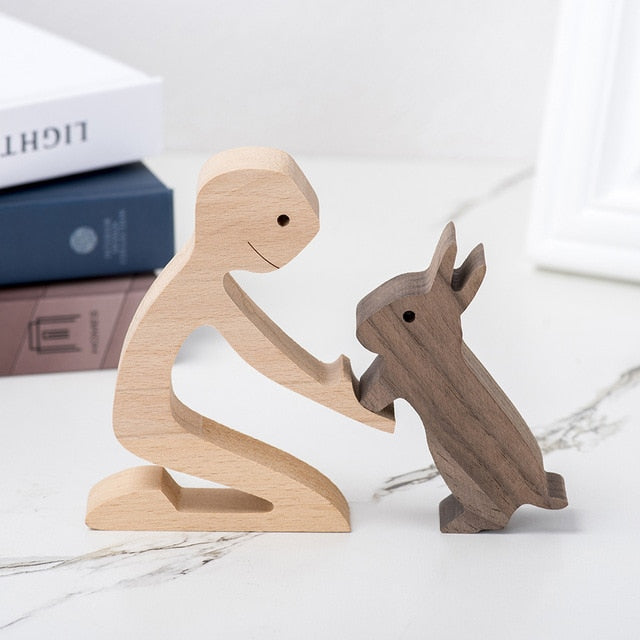 Pet lover gifts |Wood sculpture |Table ornaments |Carved wood decor | Pet memorial | For puppies | Mother's Day Gift