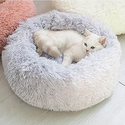 Fluffy Calming Donut Dog Bed for Cats & Dogs, Washable Plush Large Dog Sofa for Pets