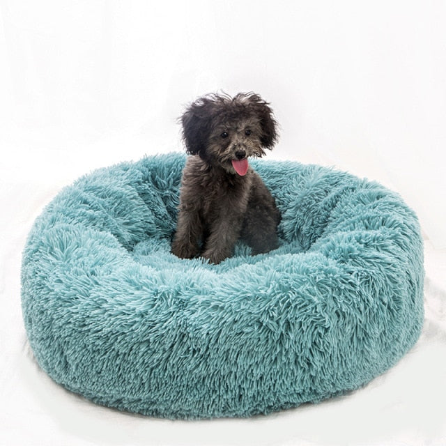 Fluffy Calming Donut Dog Bed for Cats & Dogs, Washable Plush Large Dog Sofa for Pets