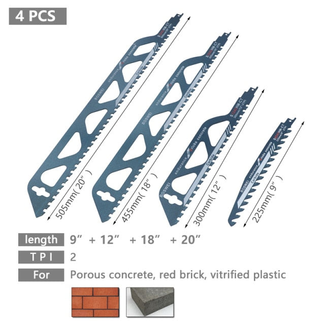 Reciprocating Saw Blade For Cutting Wood, Porous Concrete, Bricks