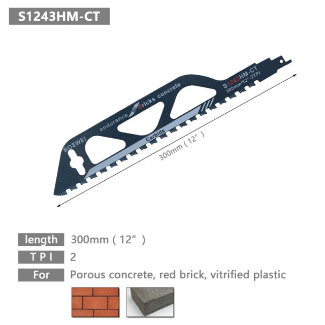 Reciprocating Saw Blade For Cutting Wood, Porous Concrete, Bricks