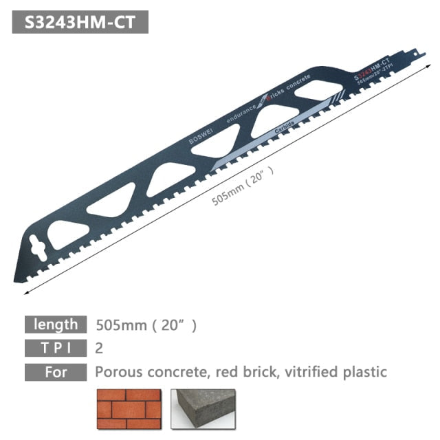 Reciprocating Saw Blade For Cutting Wood, Porous Concrete, Bricks