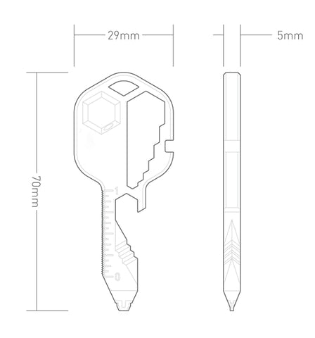 Geary 24-in-1 Multifunctional Durable Stainless Steel Key Shaped Pocket Tool