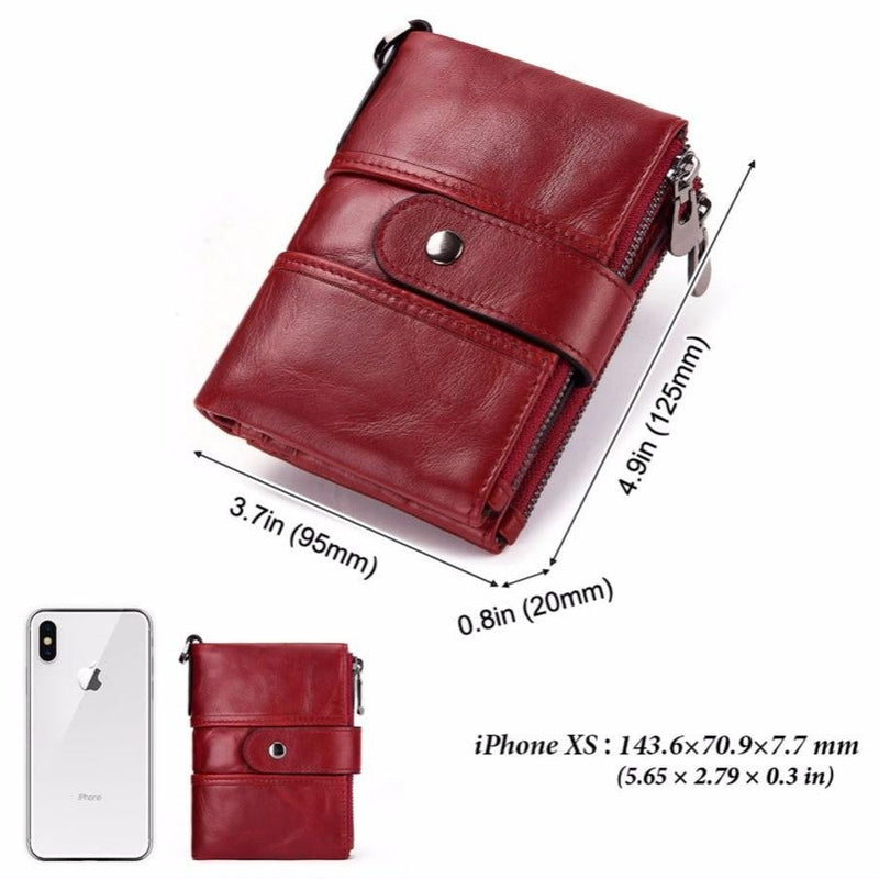 Genuine Leather Anti-theft Retro Wallet With Chain