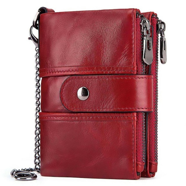 Genuine Leather Anti-theft Retro Wallet With Chain