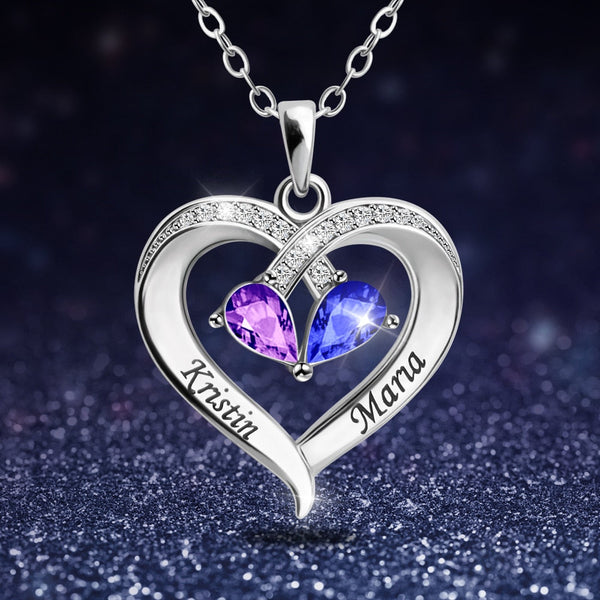 Forever Together Birthstone & Diamond Heart Pendant