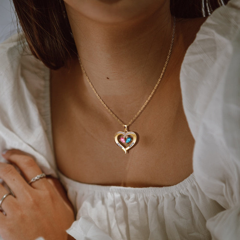 Forever Together Birthstone & Diamond Heart Pendant