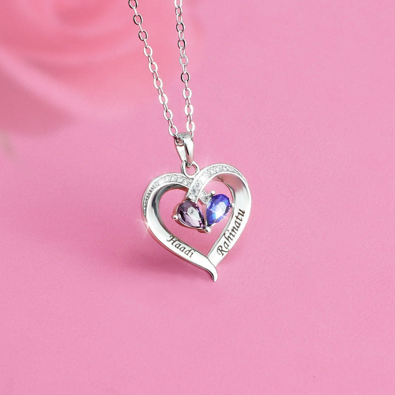 Forever Together Birthstone & Diamond Heart Pendant