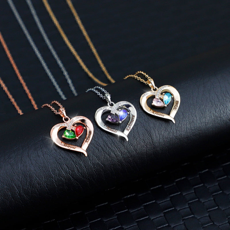 Forever Together Birthstone & Diamond Heart Pendant