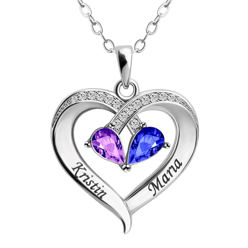 Forever Together Birthstone & Diamond Heart Pendant