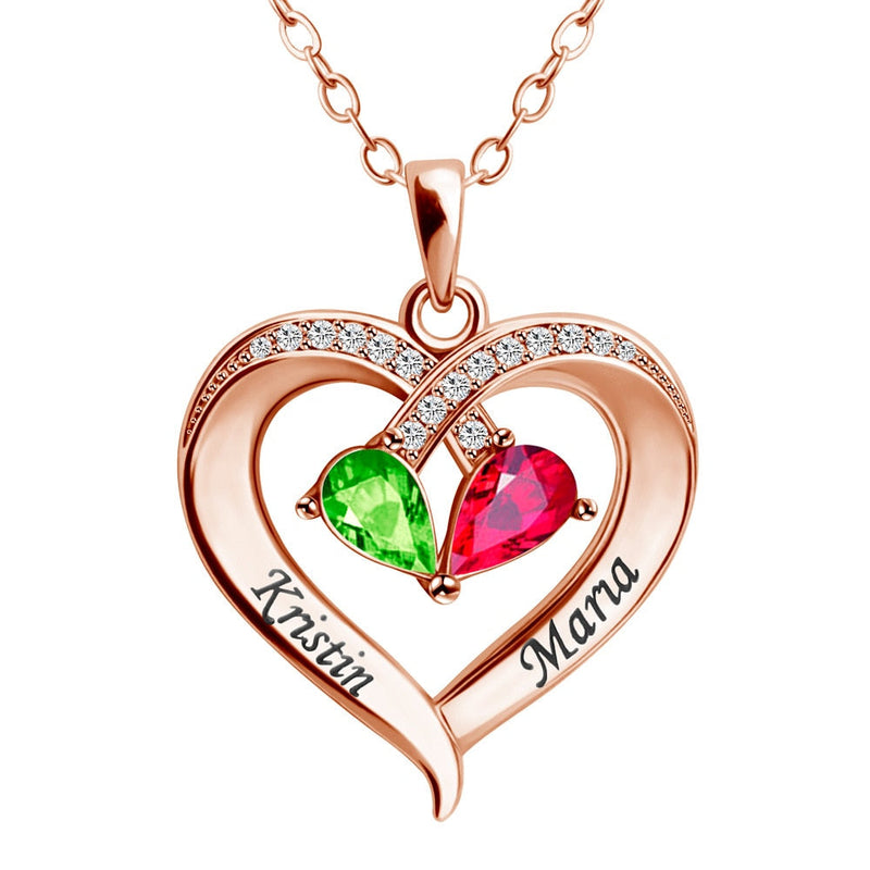 Forever Together Birthstone & Diamond Heart Pendant