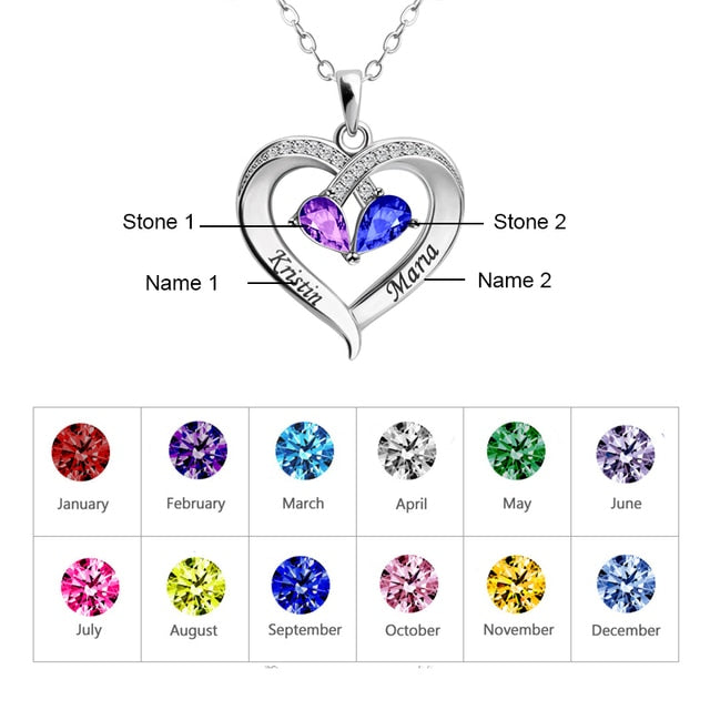 Forever Together Birthstone & Diamond Heart Pendant