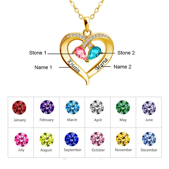 Forever Together Birthstone & Diamond Heart Pendant