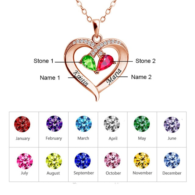 Forever Together Birthstone & Diamond Heart Pendant