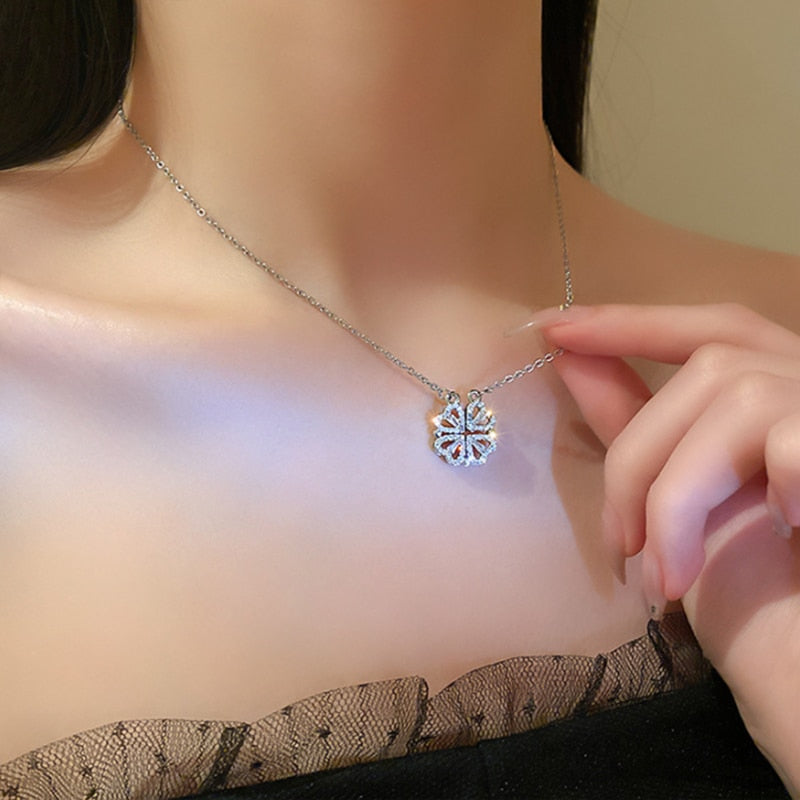 Four Leaf Heart Shape Necklace