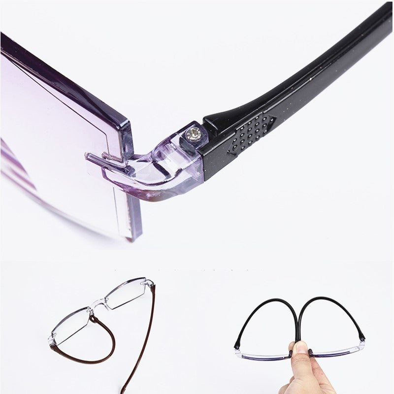 FoldFlat Sapphire High Hardness Anti-Blue Progressive Far And Near Dual-Use Reading Glasses