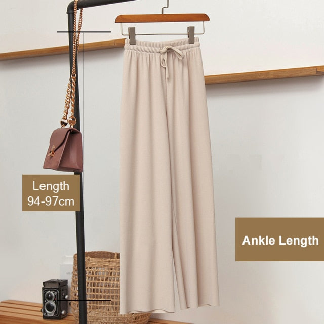 Ice Silk Wide Leg Pants Women