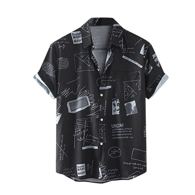 Men's Solid Color Print Casual Short-Sleeved Shirt Whith Chest Pocket