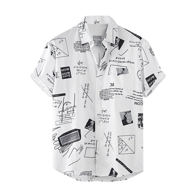 Men's Solid Color Print Casual Short-Sleeved Shirt Whith Chest Pocket