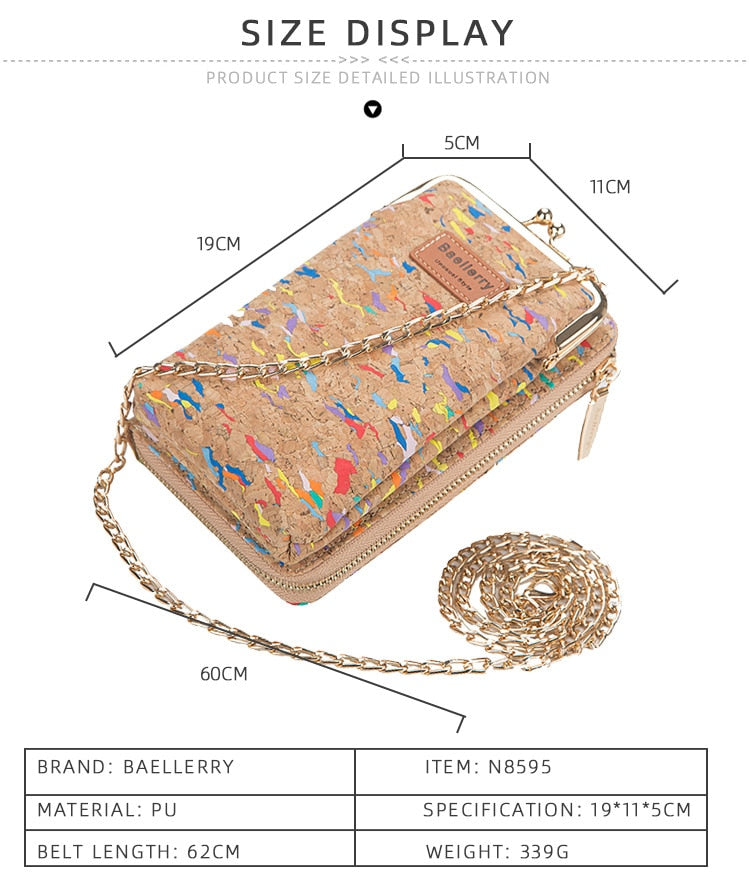 ANTI RFID THEFT WOOD GRAIN CHAIN CROSSBODY PHONEBAG (VERTICAL)