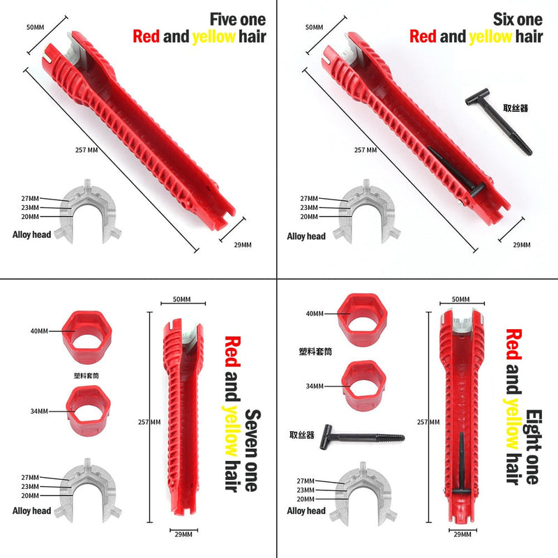 (8-in-1) faucet and sink installer,multi-purpose wrench plumbing tool for Toilet Bowl/Sink/Bathroom/Kitchen Plumbing and more (red)