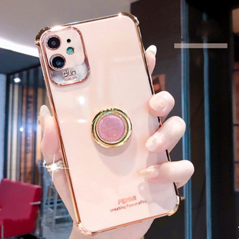 New Creative Clock Bracket Electroplating Phone Case For iPhone