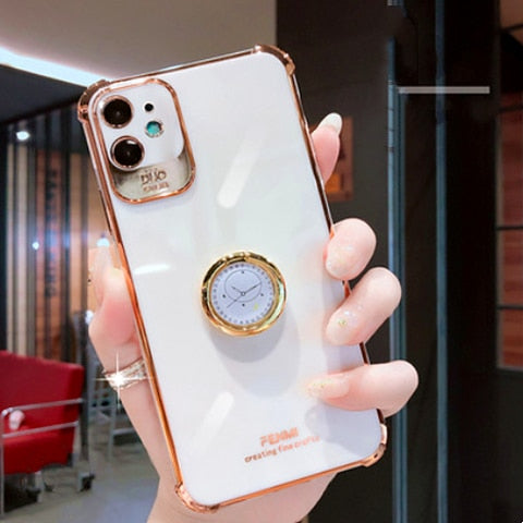 New Creative Clock Bracket Electroplating Phone Case For iPhone