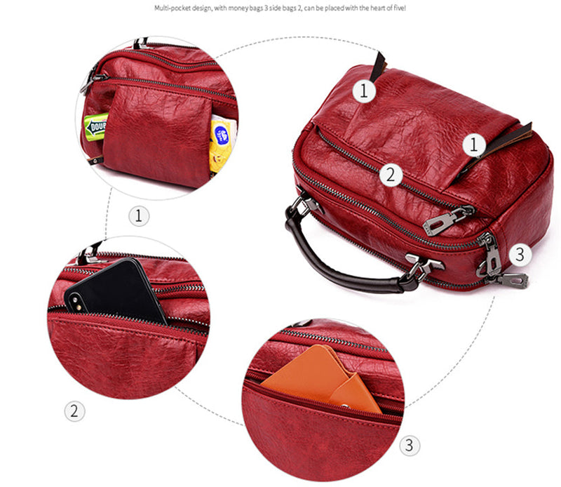 MULTI POCKETS SOFT LEATHER BAG