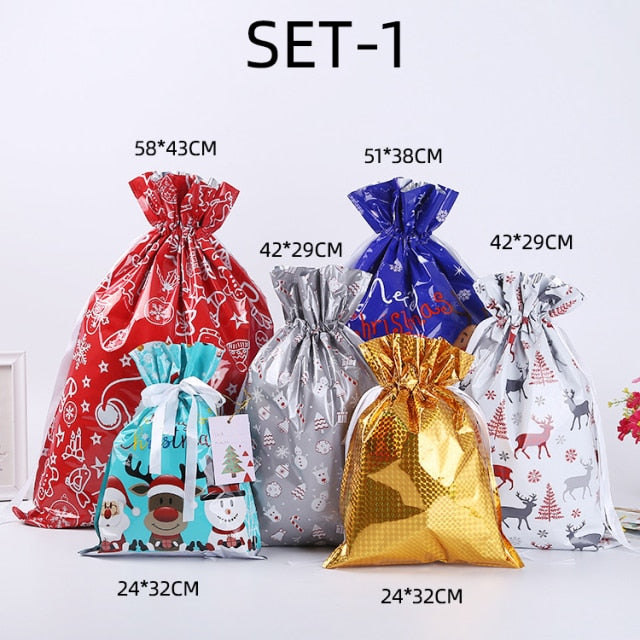 Christmas Drawstring Gift Bag Pack