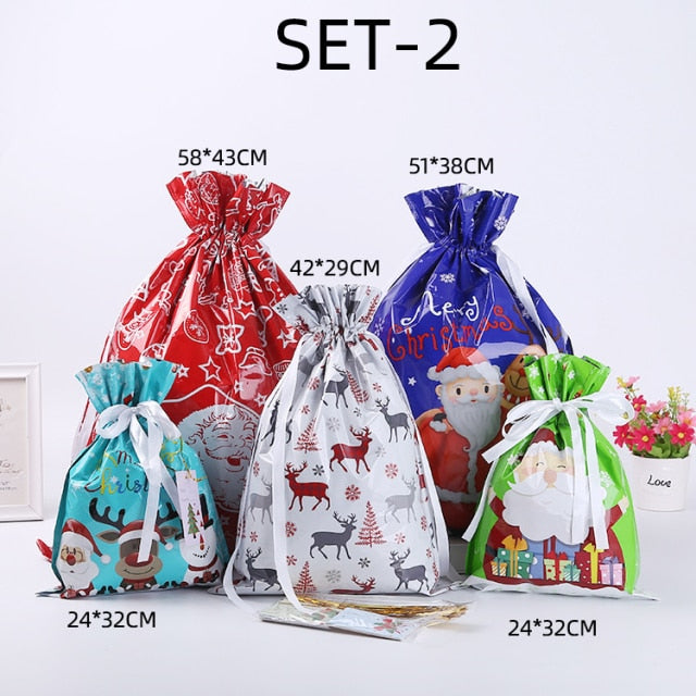 Christmas Drawstring Gift Bag Pack