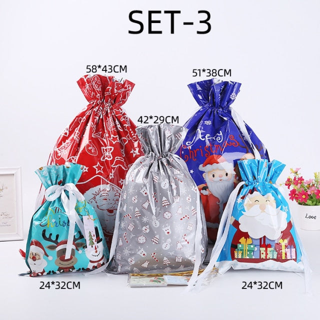 Christmas Drawstring Gift Bag Pack