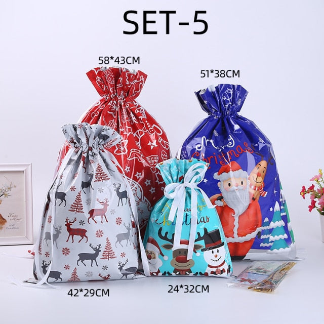 Christmas Drawstring Gift Bag Pack