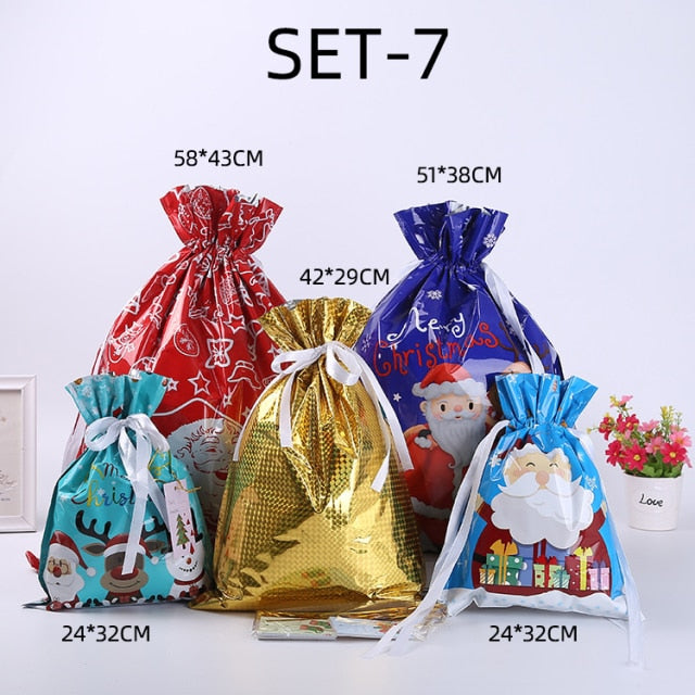 Christmas Drawstring Gift Bag Pack