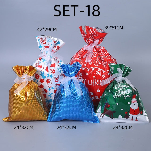 Christmas Drawstring Gift Bag Pack