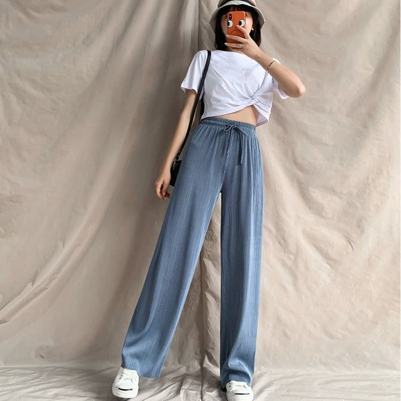 Ice Silk Wide Leg Pants Women