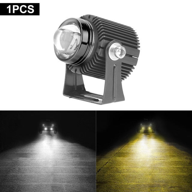 Automotive Motorcycle LED Small Steel Lens Ultra-bright Spotlight Burst Flashing Tri-color Waterproof