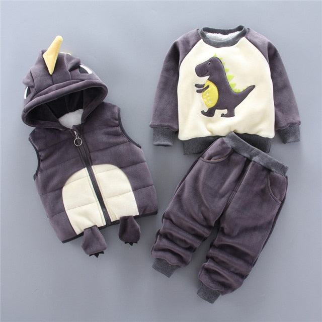 3-piece Kid Bear Embroidery Thickened Set (12M-4Y)