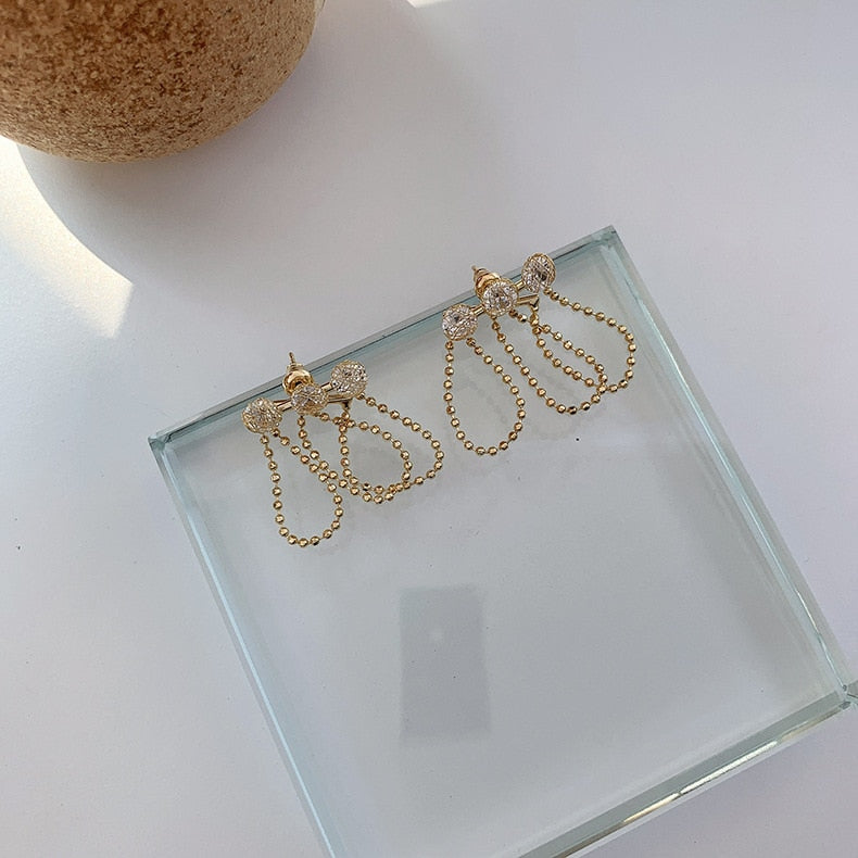 Triple Diamonds Chain Earrings