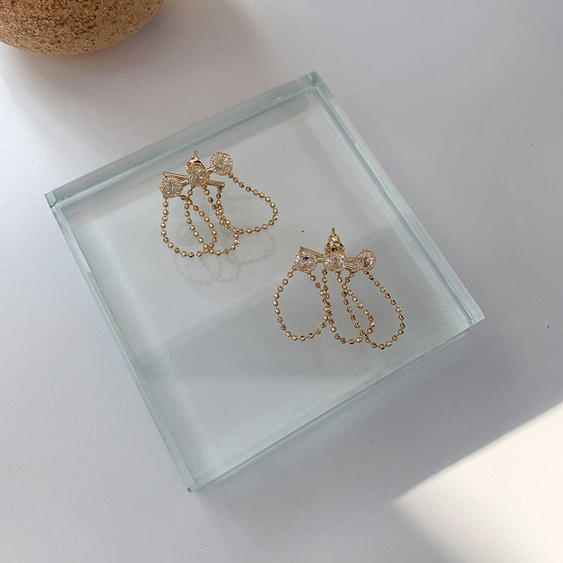 Triple Diamonds Chain Earrings