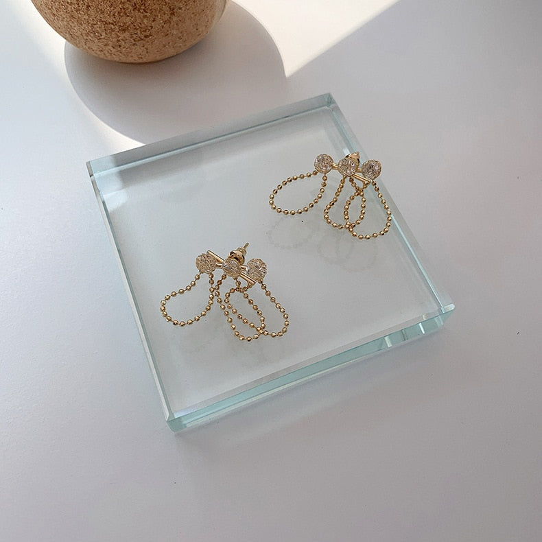 Triple Diamonds Chain Earrings